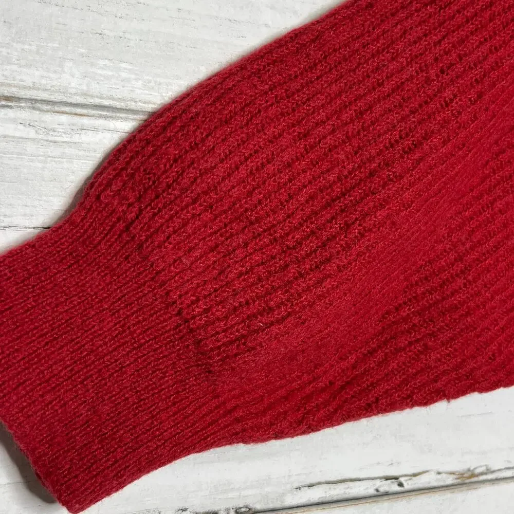 Free People Oversized Red Knit Sweater Slouchy Dolman Sleeves Size Medium